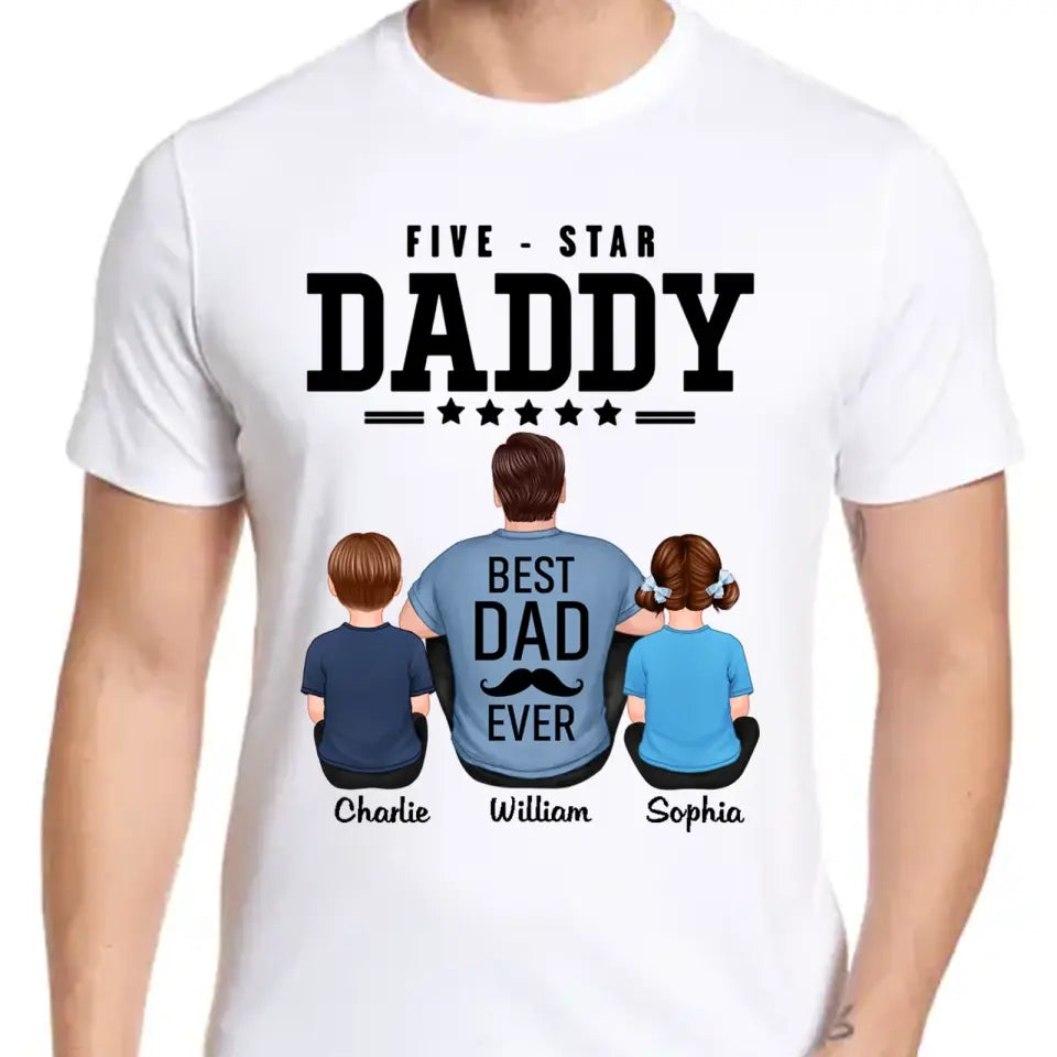 Five Star Dad Back View Sitting Personalized Shirt,Hoodie,Best Gift For Father's Day