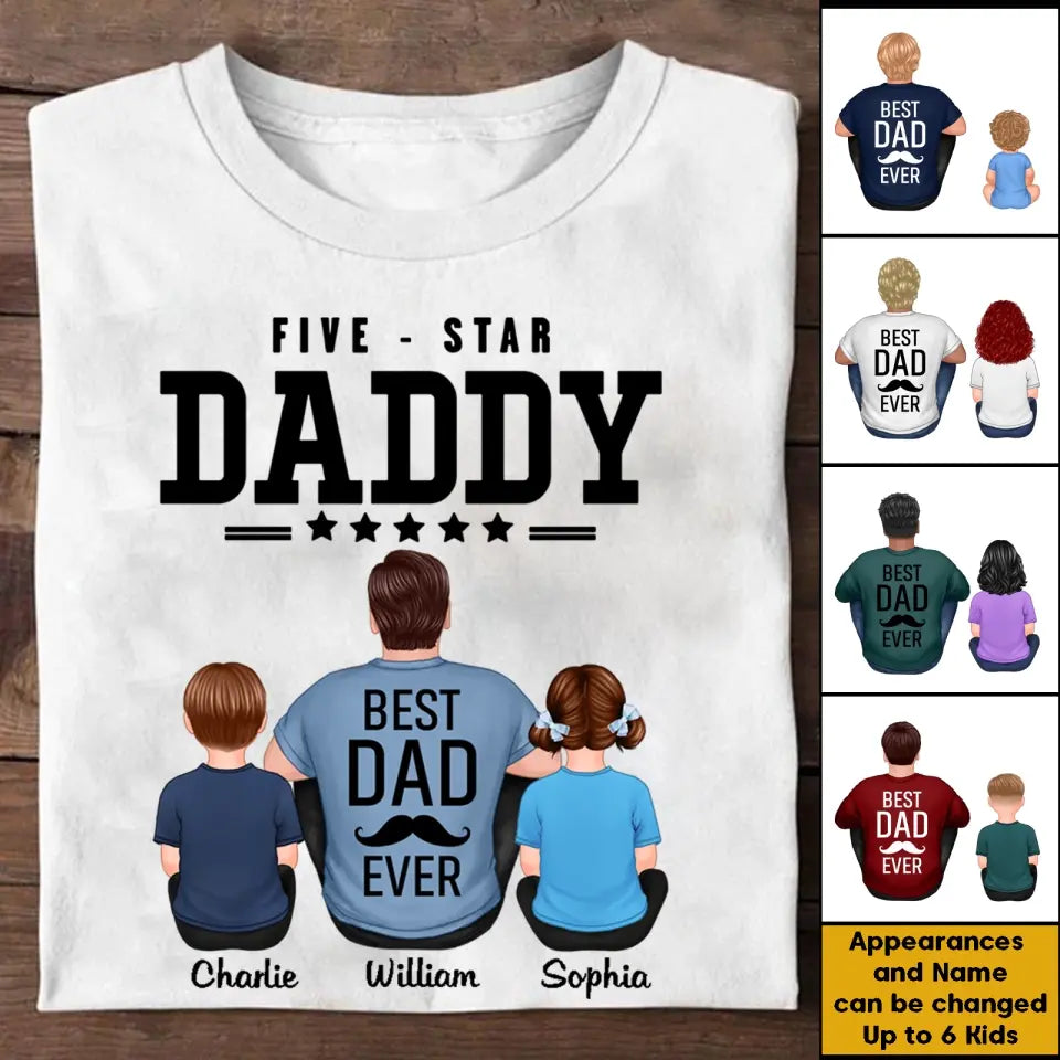 Five Star Dad Back View Sitting Personalized Shirt,Hoodie,Best Gift For Father's Day