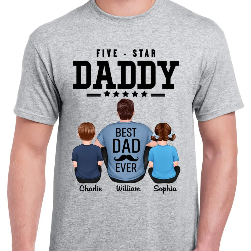 Five Star Dad Back View Sitting Personalized Shirt,Hoodie,Best Gift For Father's Day