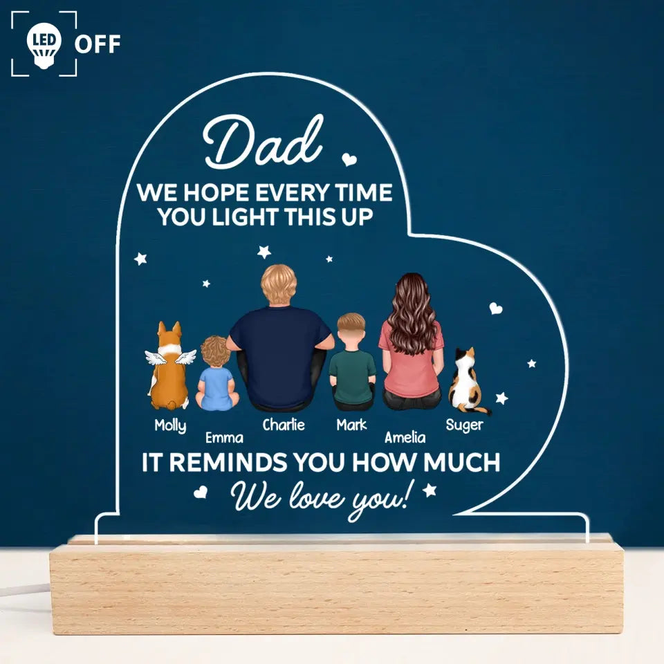 Dad We Love You - Personalized Custom Shape Acrylic Plaque LED Night Light - Father‘s Day Gift