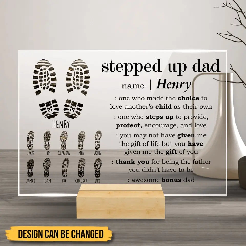 Shoes Print Stepped Up Dad Thank You - Personalized Acrylic Plaque - Best Gift For Father