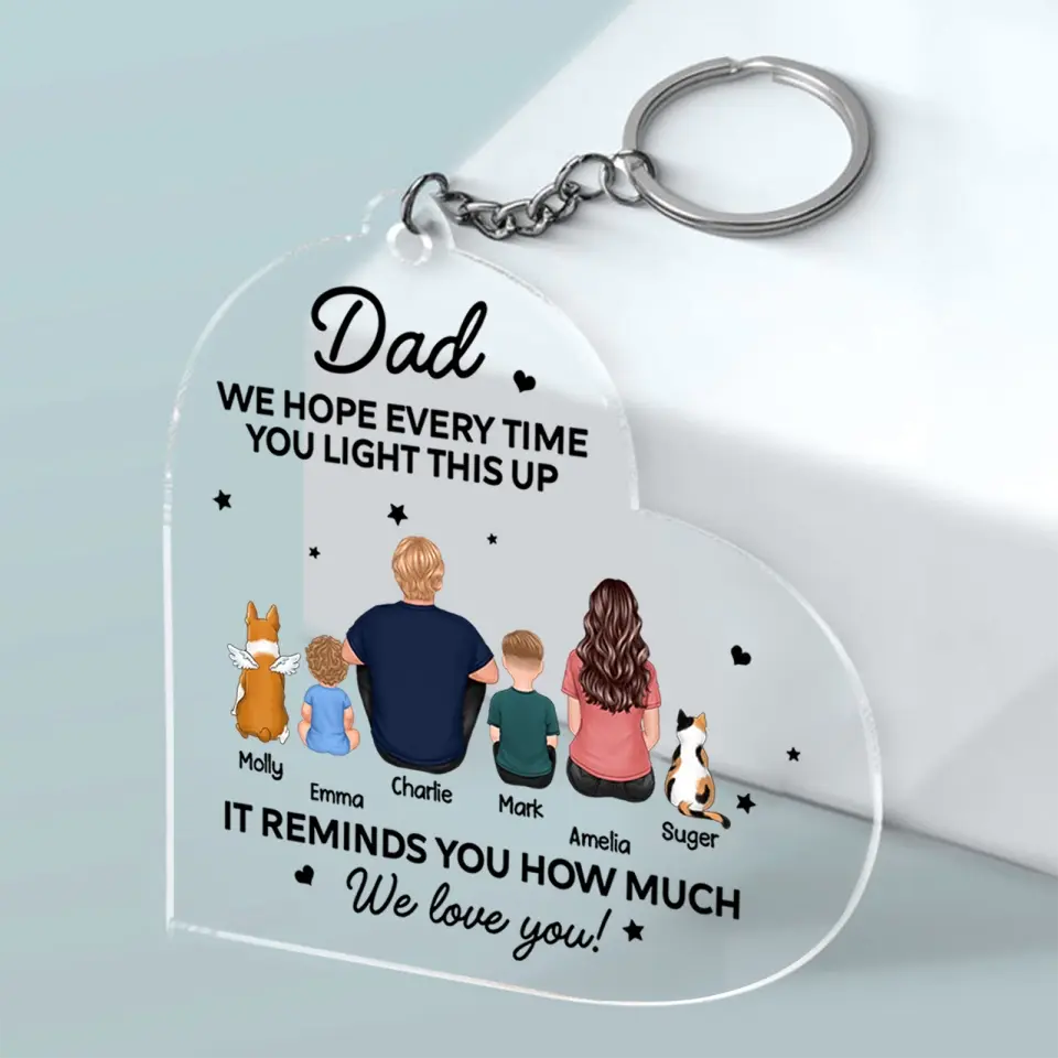 Dad, We Love You - Father‘s Day Gift Personalized Acrylic Keychain - Best Gift for Dad