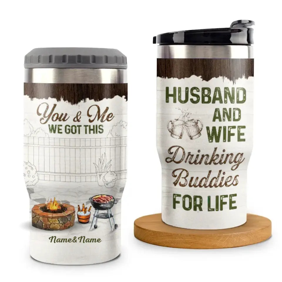 Drinking Buddies For Life - Couple Personalized Custom Can Cooler - Gift For Husband Wife, Anniversary