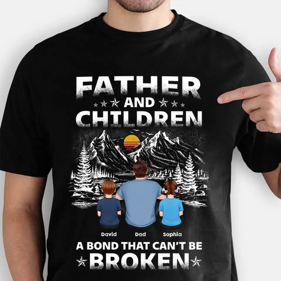 Father And Children Punch Hands Mountain Sketch Personalized Shirt,Hoodie