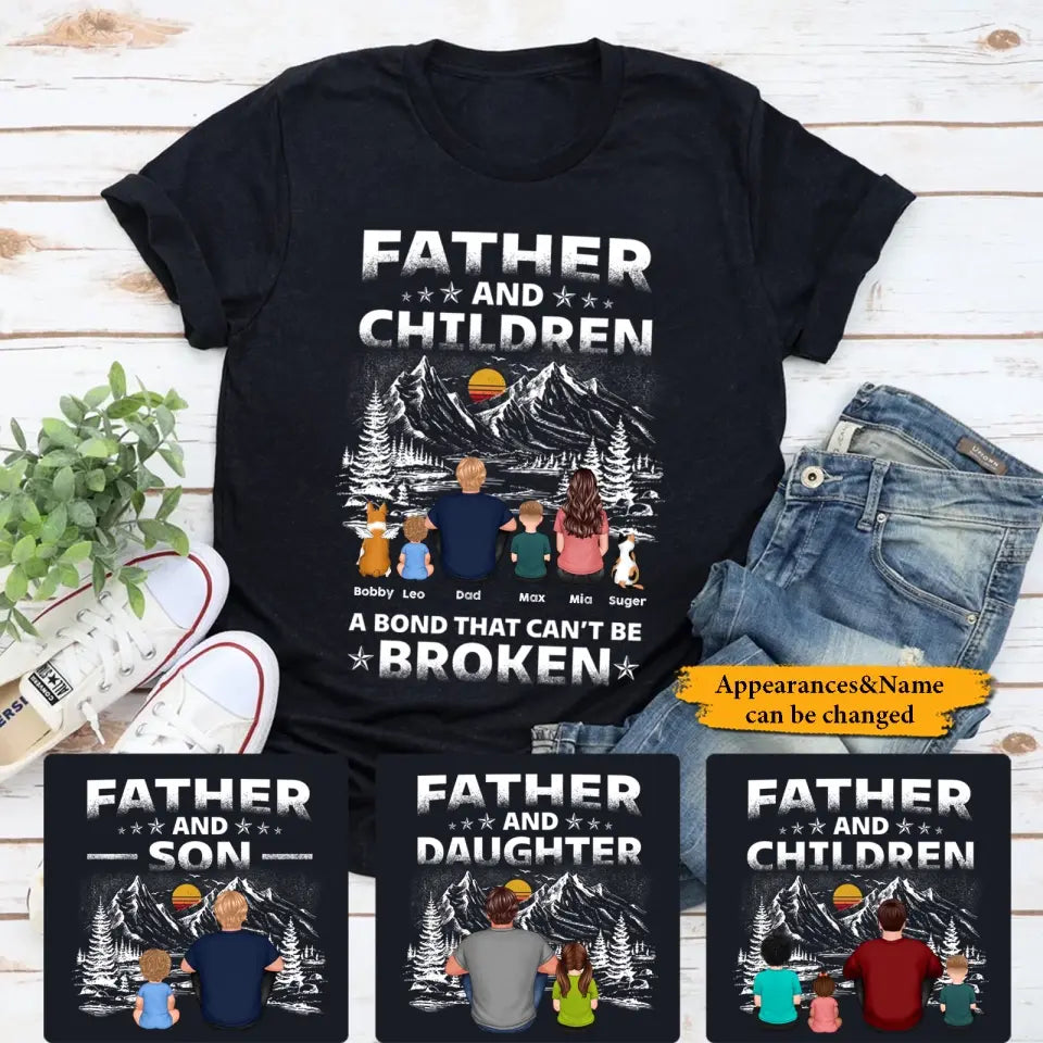 Father And Children Punch Hands Mountain Sketch Personalized Shirt,Hoodie