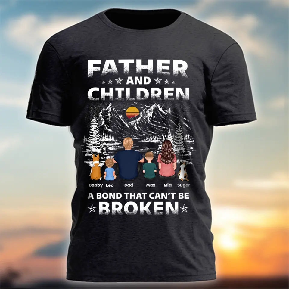 Father And Children Punch Hands Mountain Sketch Personalized Shirt,Hoodie