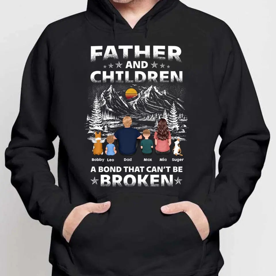 Father And Children Punch Hands Mountain Sketch Personalized Shirt,Hoodie