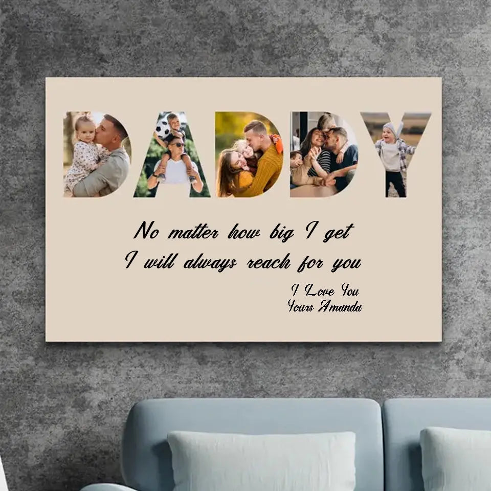 DADDY Custom Photo Canvas Gift, Father's Day Gift