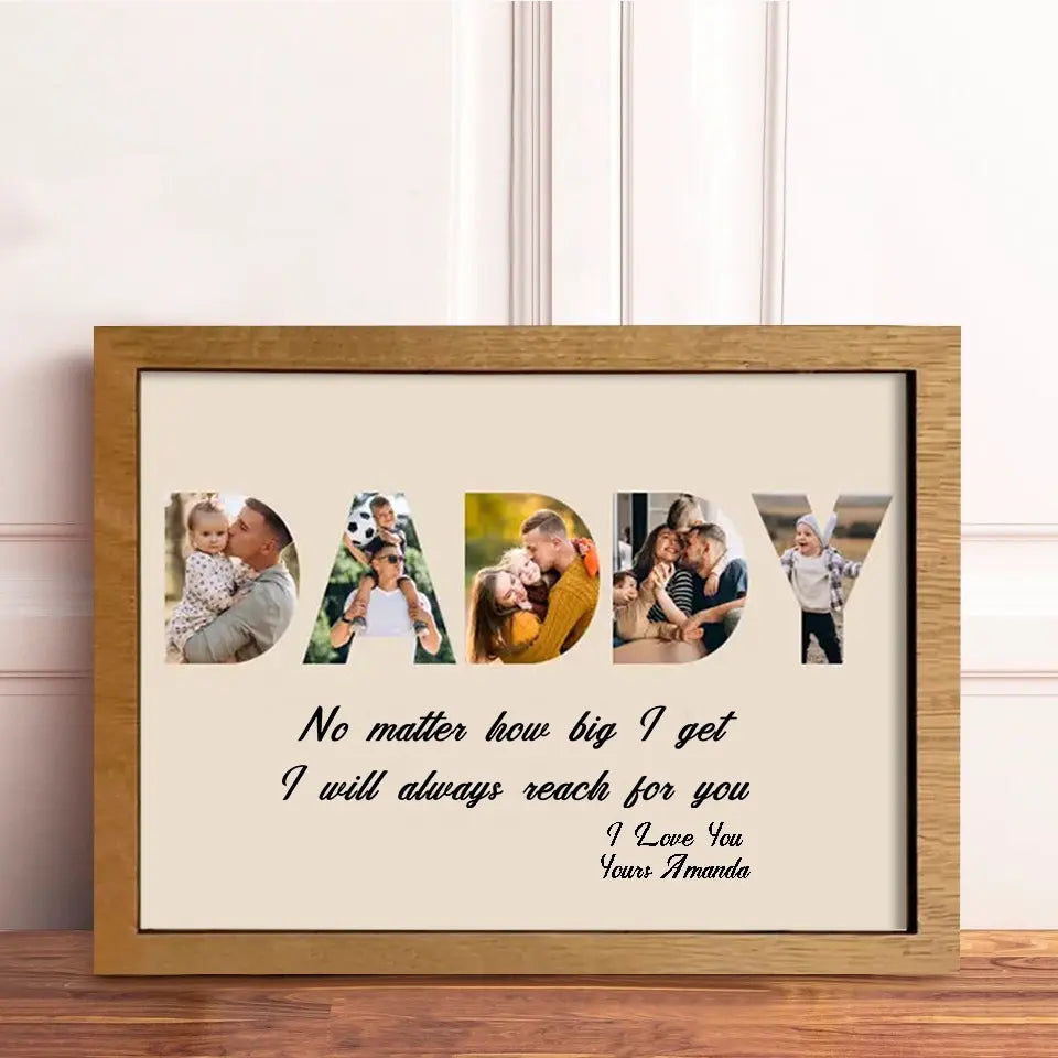 DADDY Custom Photo Wooden Sign, Personalized Father's Day Gift