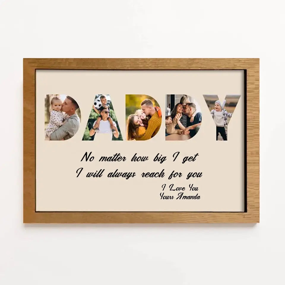 DADDY Custom Photo Wooden Sign, Personalized Father's Day Gift