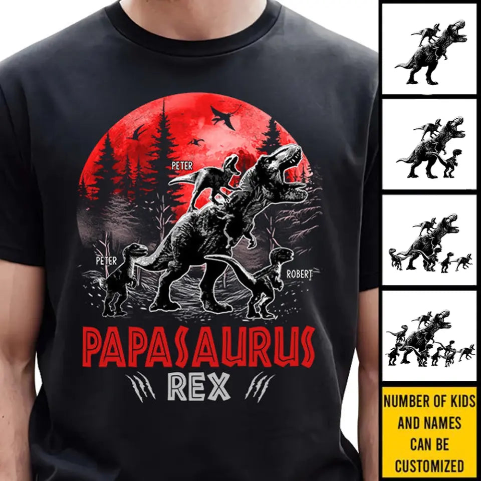 Papasaurus Rex Personalized Shirt Gift For Father's Day