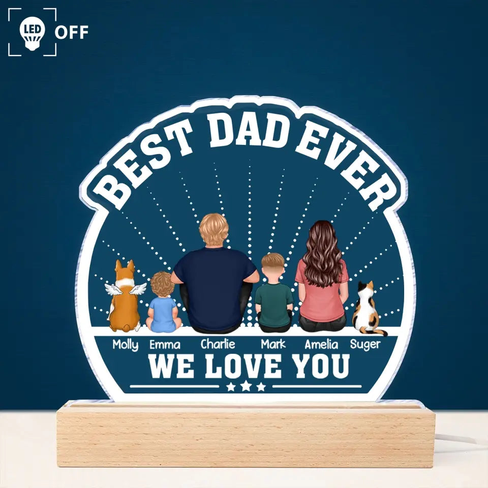 Best Dad Ever - Personalized 3D LED Light Wooden Base - Happy Father's Day