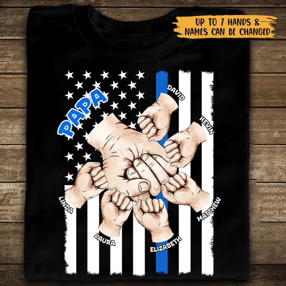 Papa/Grandpa Fist Bump - Personalized T-Shirt/ Hoodie - Best Gift For Father, Grandpa