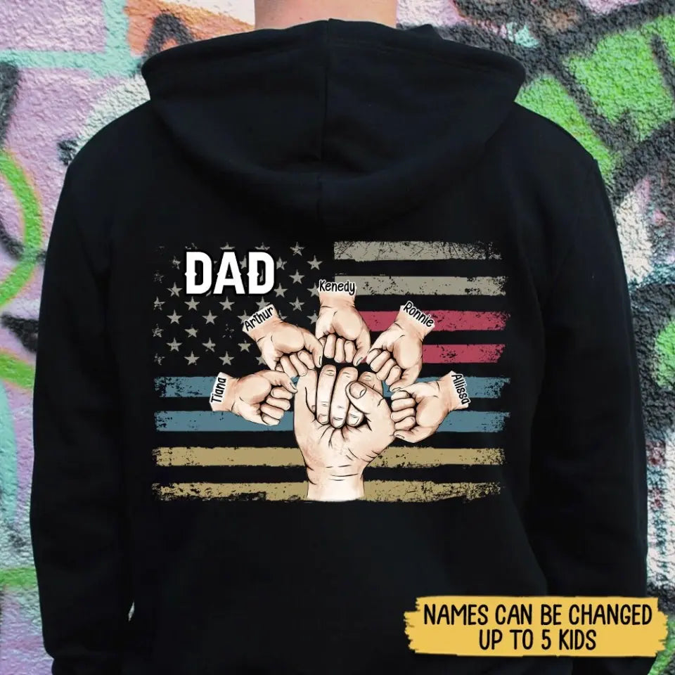 Dad Fist Bump - Personalized T-Shirt/ Hoodie Back - Best Gift For Dad