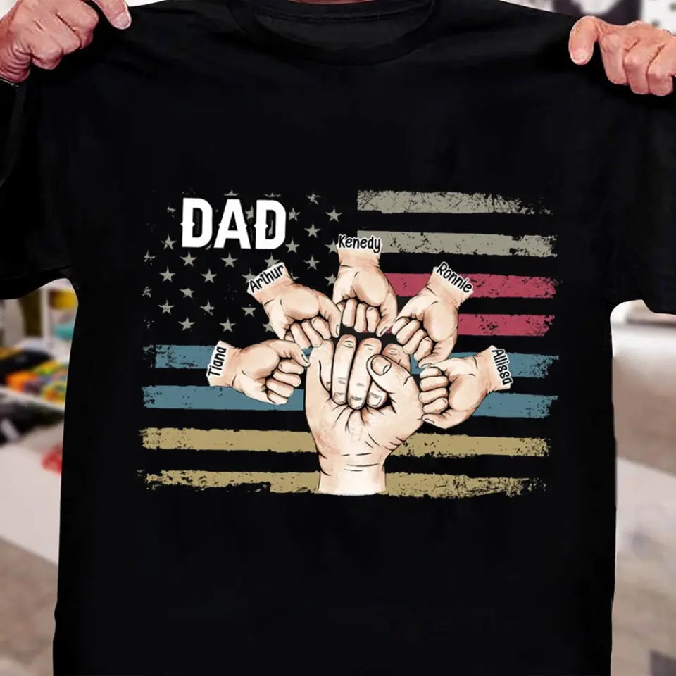 Dad Fist Bump - Personalized T-Shirt/ Hoodie Back - Best Gift For Dad