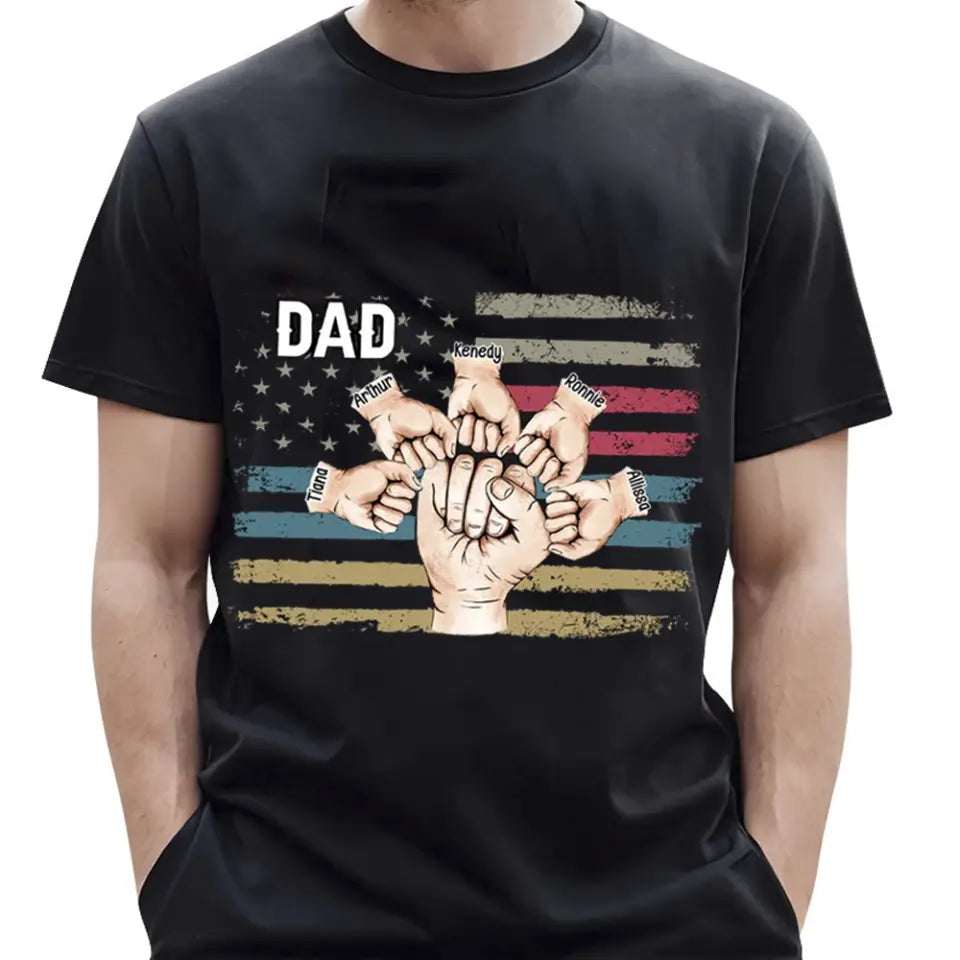 Dad Fist Bump - Personalized T-Shirt/ Hoodie Back - Best Gift For Dad