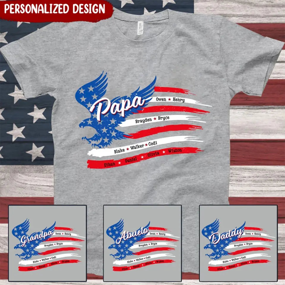 Papa With Grandkids American Flag T-shirt & Sweatshirt