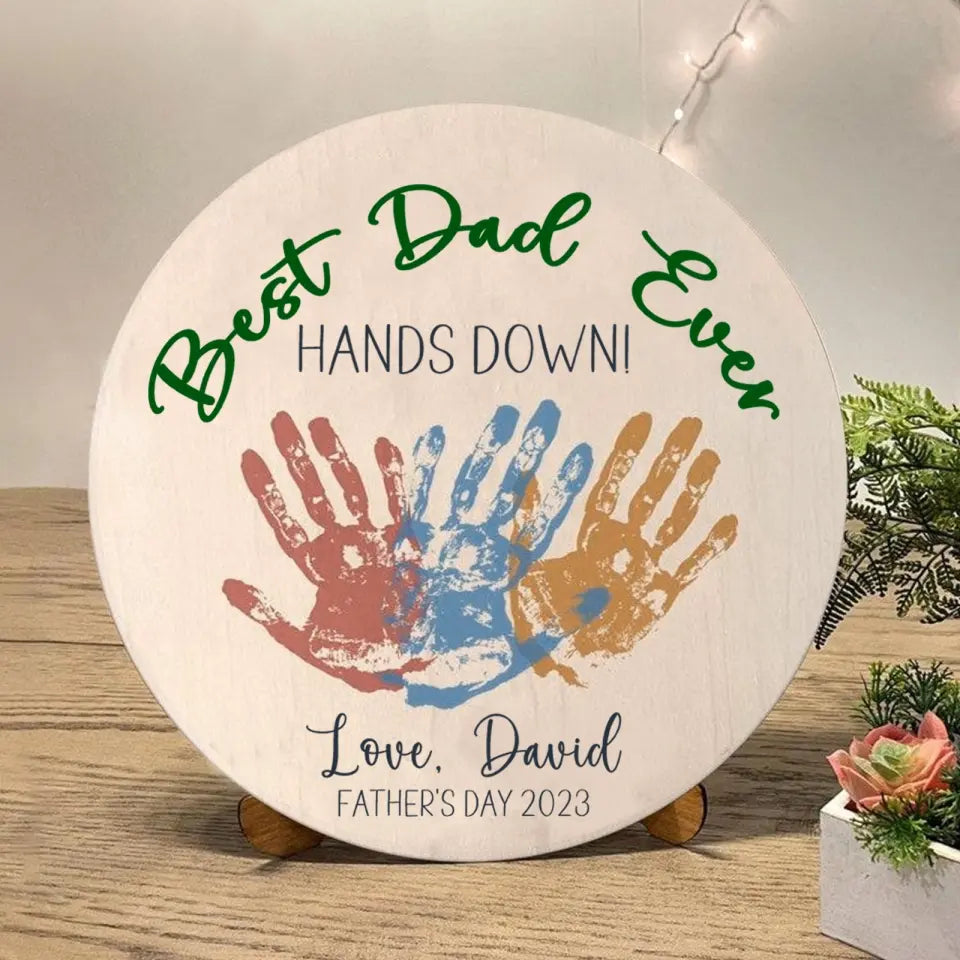 12INCHES Personalized Handprint Art For Father's Day, DIY Handprint Sign, Custom Best Daddy Ever Handprint Sign, Gift For Dad