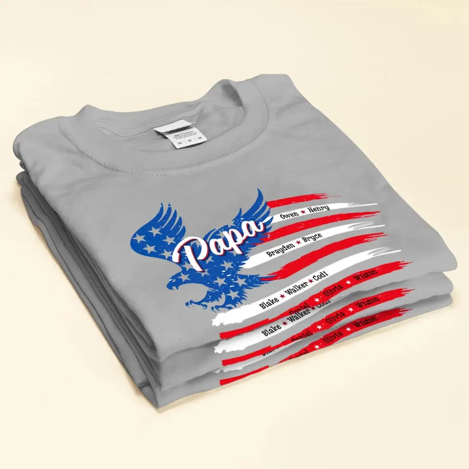 Papa With Grandkids American Flag T-shirt & Sweatshirt