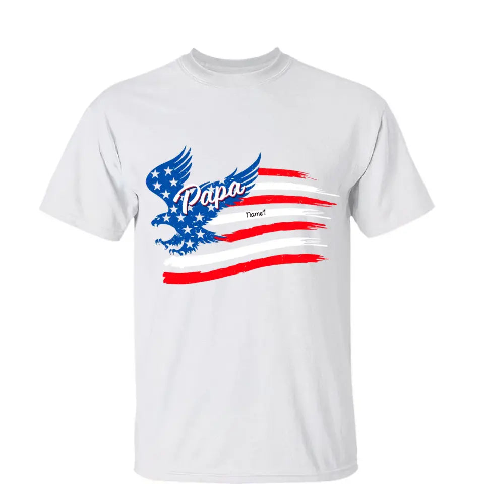 Papa With Grandkids American Flag T-shirt & Sweatshirt