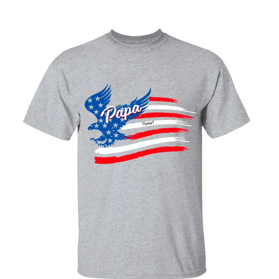 Papa With Grandkids American Flag T-shirt & Sweatshirt