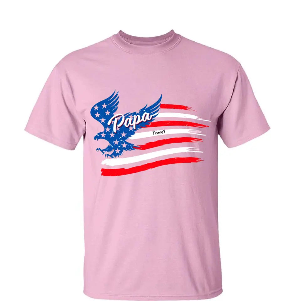 Papa With Grandkids American Flag T-shirt & Sweatshirt