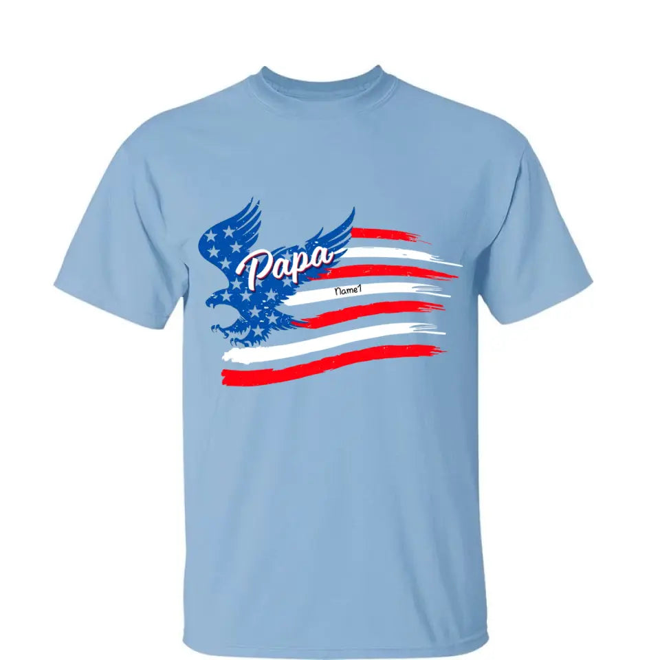 Papa With Grandkids American Flag T-shirt & Sweatshirt