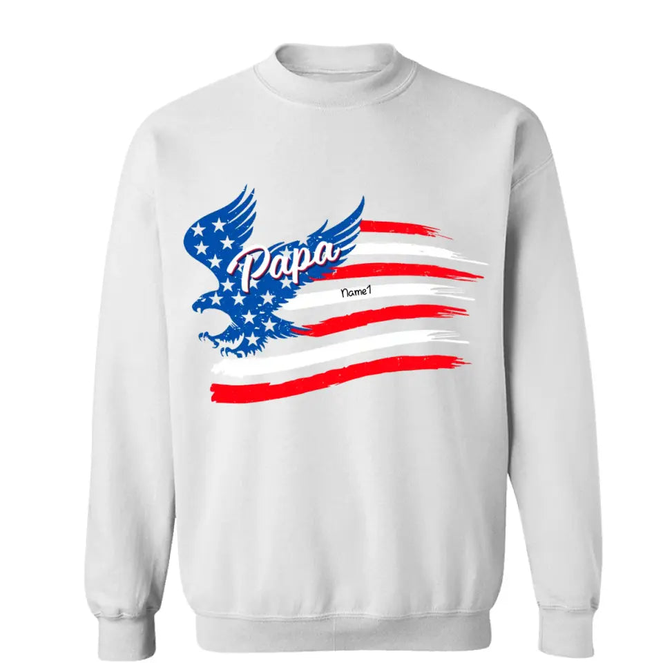 Papa With Grandkids American Flag T-shirt & Sweatshirt