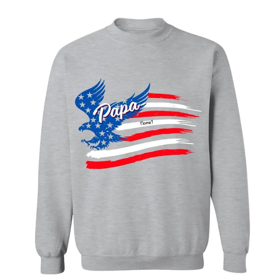 Papa With Grandkids American Flag T-shirt & Sweatshirt