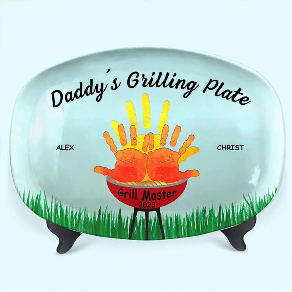 Daddy Grill Master 2023 - Family Personalized Custom Platter - Father's Day, Birthday Gift For Dad