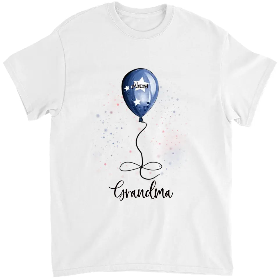 4th of July Grandma Auntie Mom Little Balloon Kids American Flag Pattern Personalized Shirt