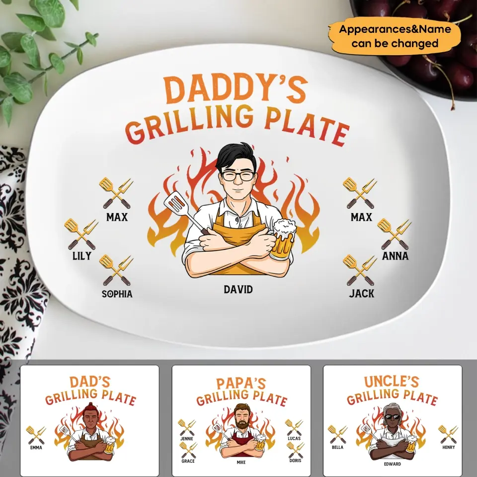 My Dad Is The Best Cook - Family Personalized Custom Platter - Father's Day, Birthday Gift For Dad