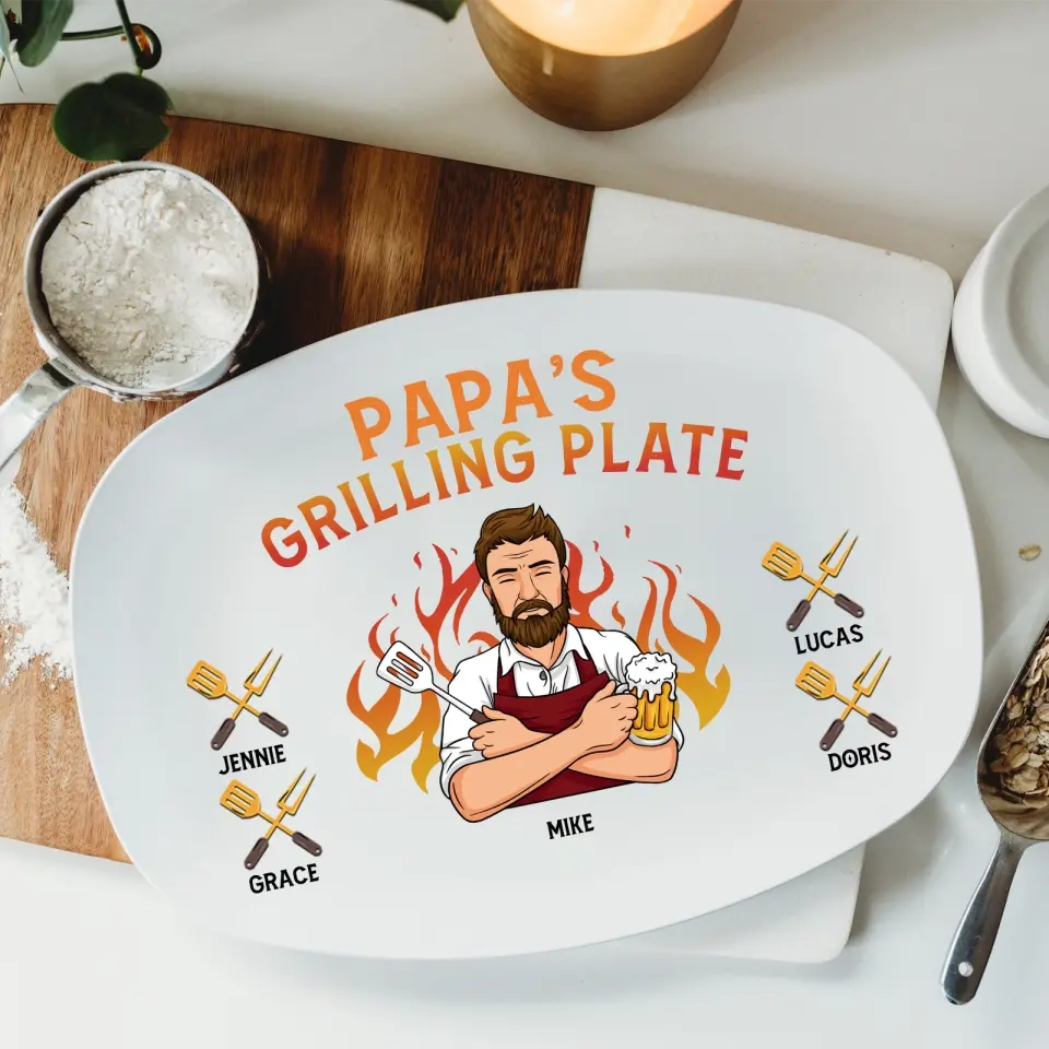 My Dad Is The Best Cook - Family Personalized Custom Platter - Father's Day, Birthday Gift For Dad