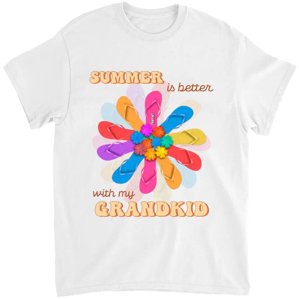 Personalized Grandma Mom Flip Flops Flower Summer Beach Hawaii Gift Mother's Day Gift Tshirt