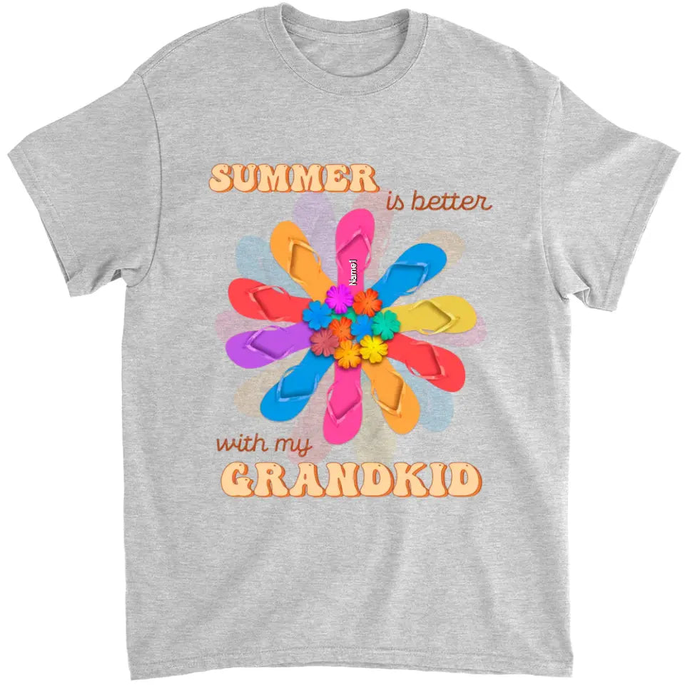 Personalized Grandma Mom Flip Flops Flower Summer Beach Hawaii Gift Mother's Day Gift Tshirt