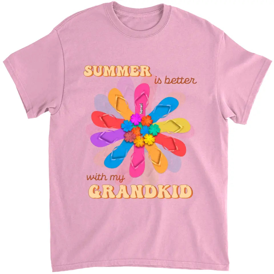 Personalized Grandma Mom Flip Flops Flower Summer Beach Hawaii Gift Mother's Day Gift Tshirt