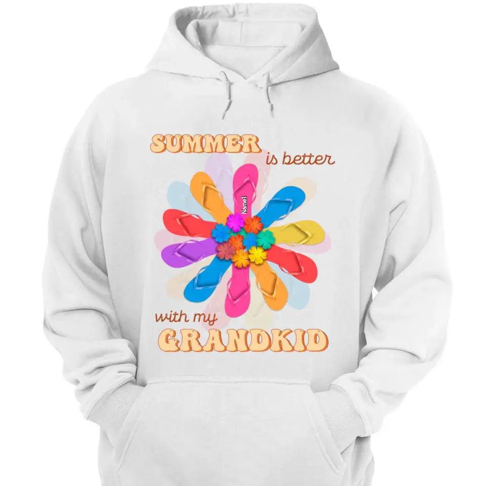 Personalized Grandma Mom Flip Flops Flower Summer Beach Hawaii Gift Mother's Day Gift Tshirt