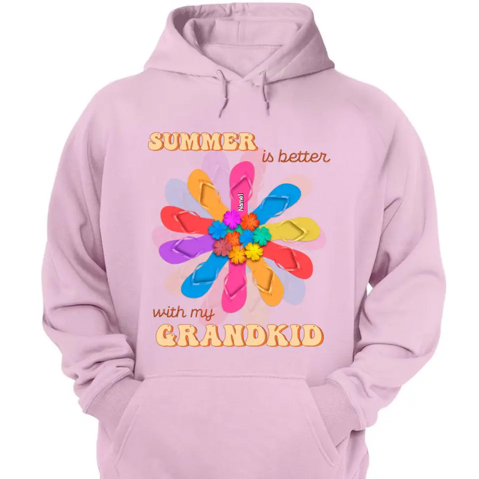 Personalized Grandma Mom Flip Flops Flower Summer Beach Hawaii Gift Mother's Day Gift Tshirt