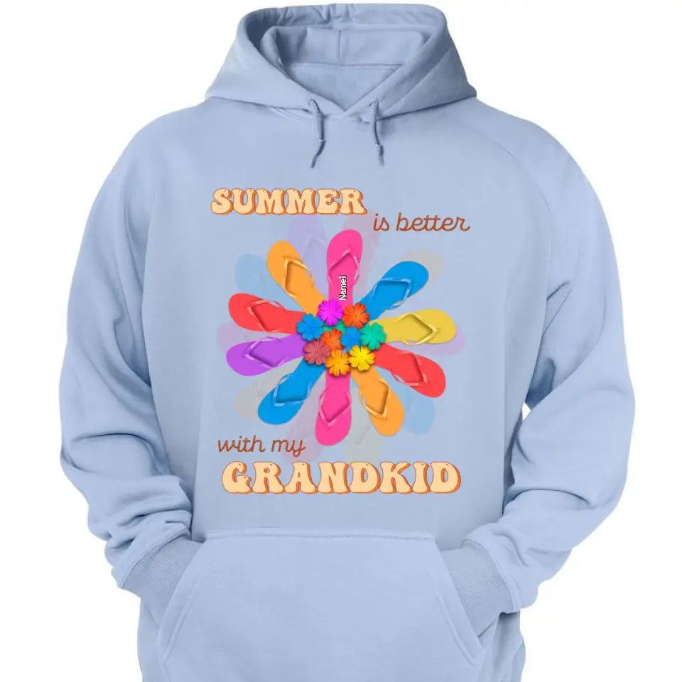 Personalized Grandma Mom Flip Flops Flower Summer Beach Hawaii Gift Mother's Day Gift Tshirt