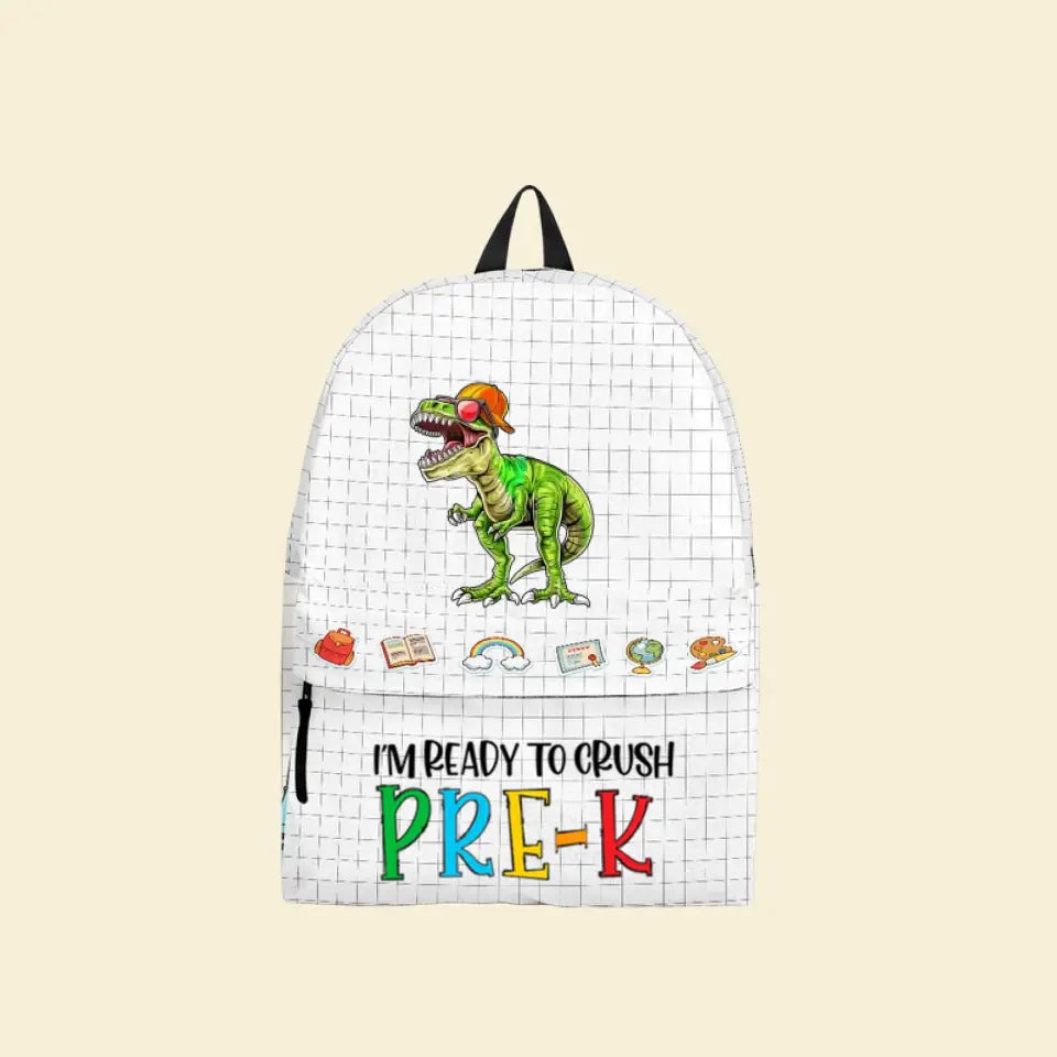 Personalized Roaring Into Kindergarten, Riding Dinosaurs Cool Back To School Backpack Gift For Kids