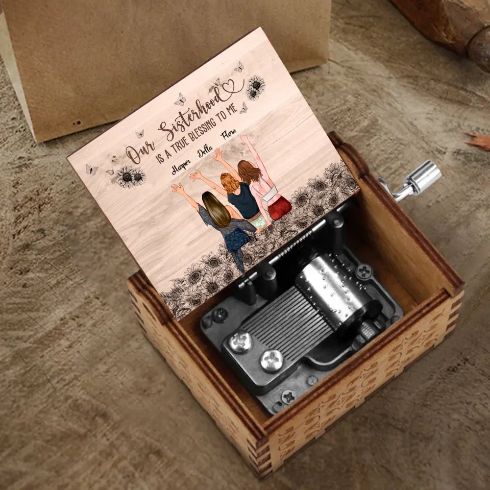 Our Sisterhood Is A True Blessing To Me - Personalized Sister Music Box, Gift For Sister, Bestie