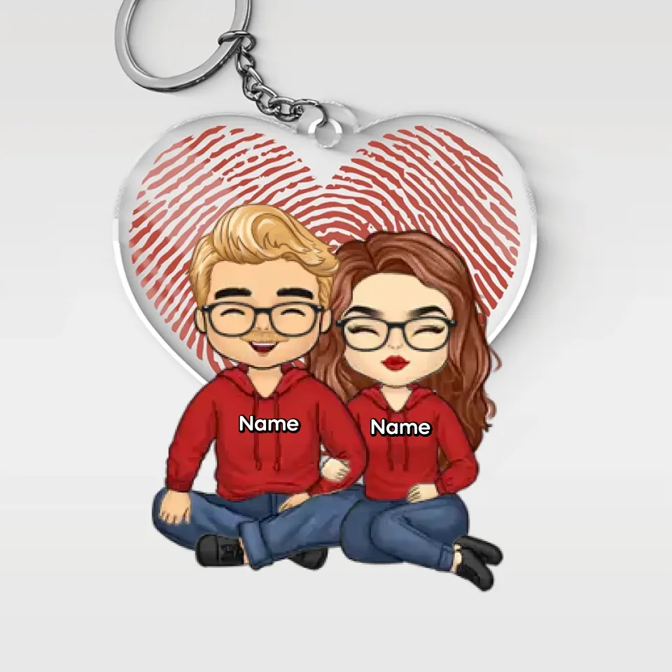 I'm Thankful To Have You In My Life - Couple Personalized Custom Heart Shaped Acrylic Keychain - Gift For Husband Wife, Anniversary