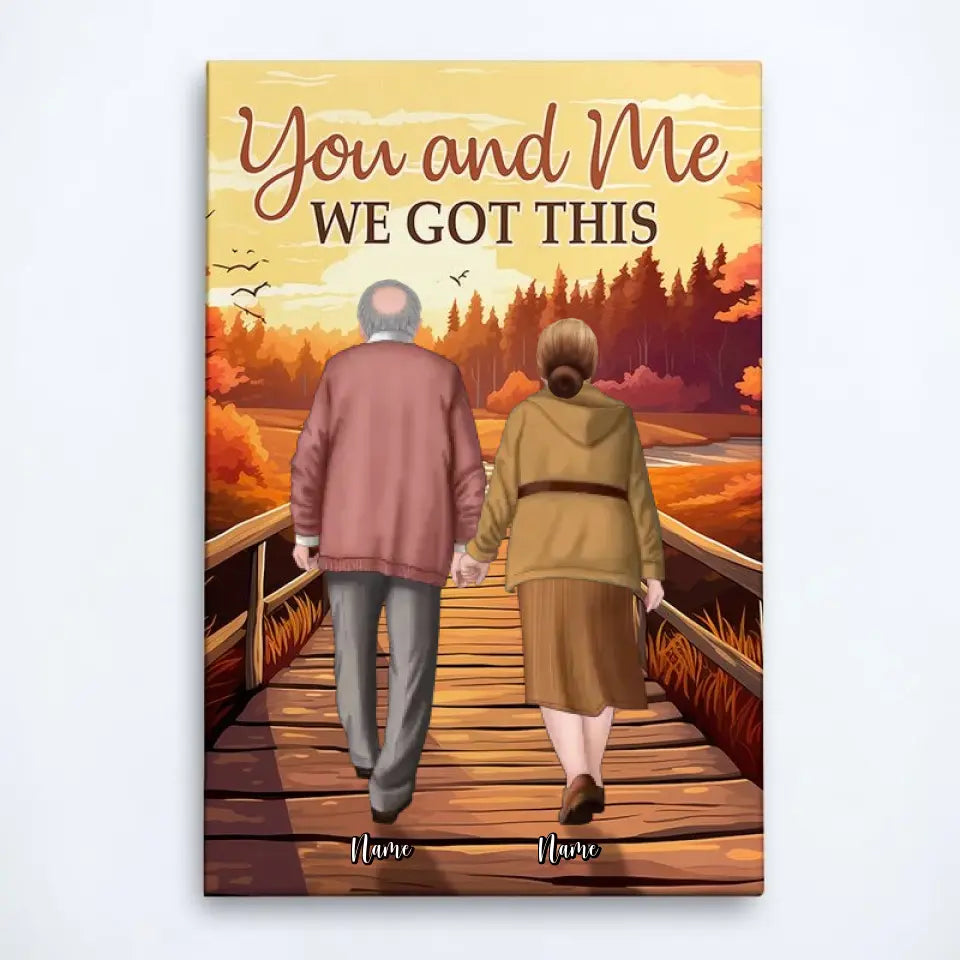 Personalized Couple Wrapped Canvas - You and Me, We Got This