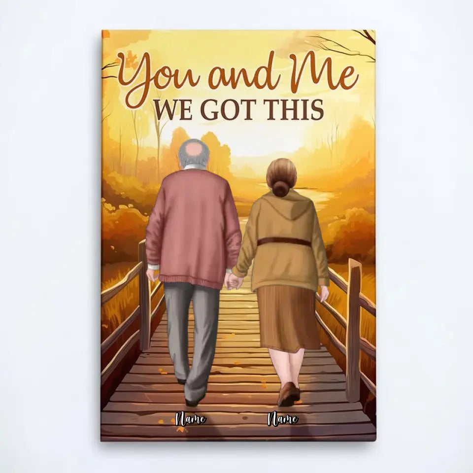 Personalized Couple Wrapped Canvas - You and Me, We Got This