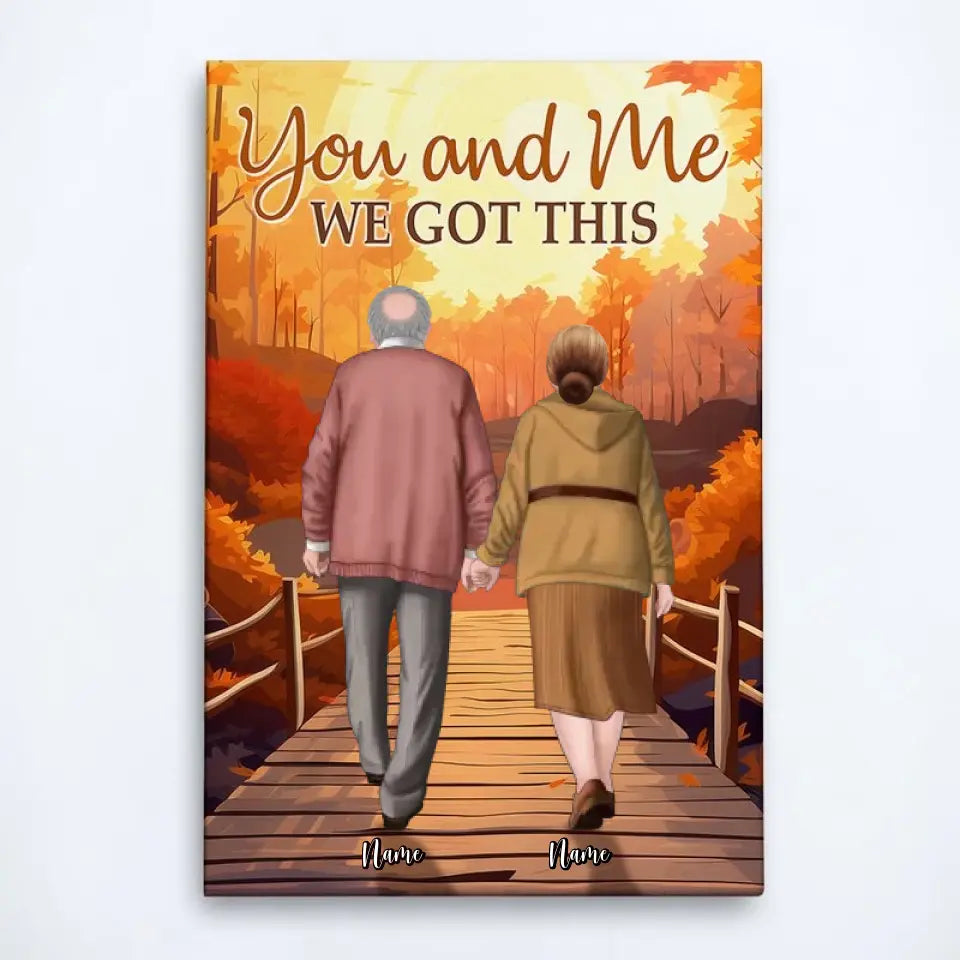 Personalized Couple Wrapped Canvas - You and Me, We Got This