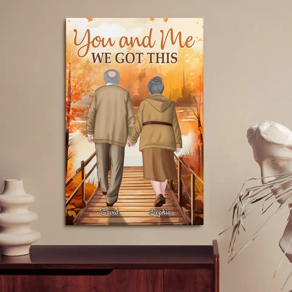 Personalized Couple Wrapped Canvas - You and Me, We Got This