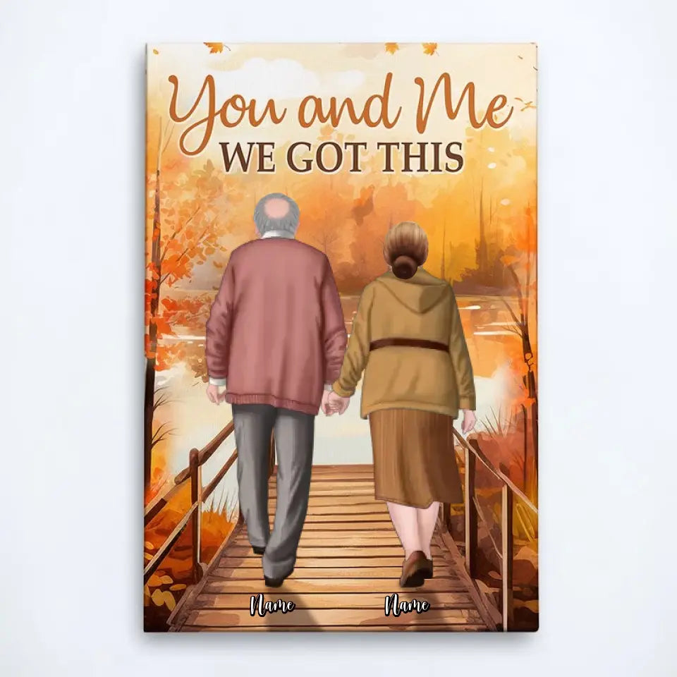 Personalized Couple Wrapped Canvas - You and Me, We Got This