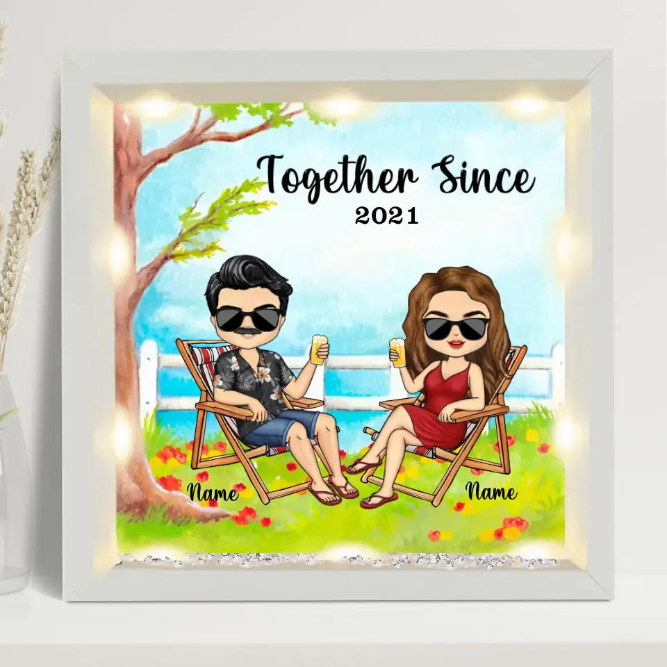 Together Since - Couple Personalized  LIght-Up Frame, Gift For Husband Wife, Anniversary