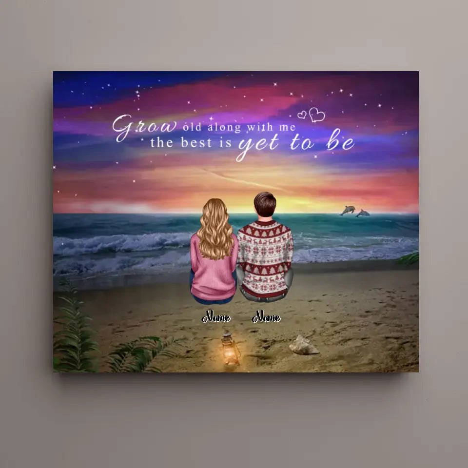 Grow Old Along with Me - Personalized Back View Couple Canvas, Gift For Lover