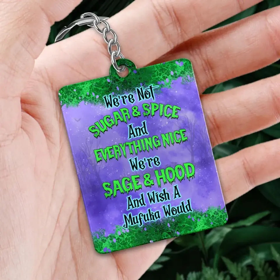 Green And Purple Halloween Besties Sisters Personalized Acrylic Keychain